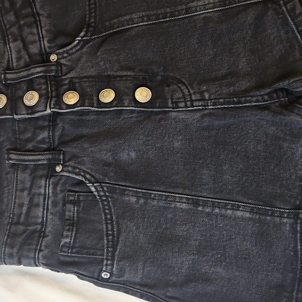 High Rise Shorts Black Wash Cotton Size 0 Mom Jeans - Picture 8 of 8